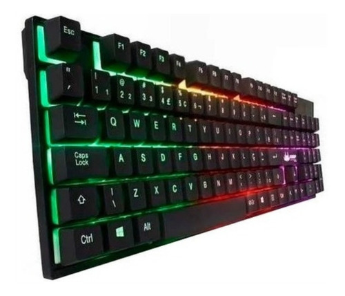 Teclado Iluminado Luz Led Colores Alámbrico Gamer Para Pc