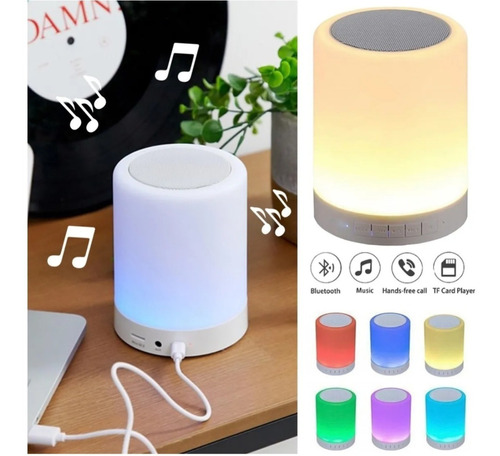 Bocina Bluetooth Y Lampara Touch De Colores Portable Música