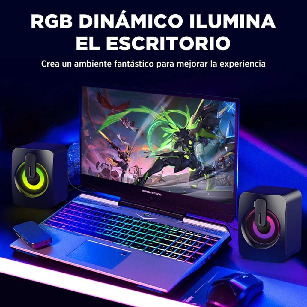 Bocina Para Usb A2 Altavoces De Pc Con Luz Led Cambio De Rgb