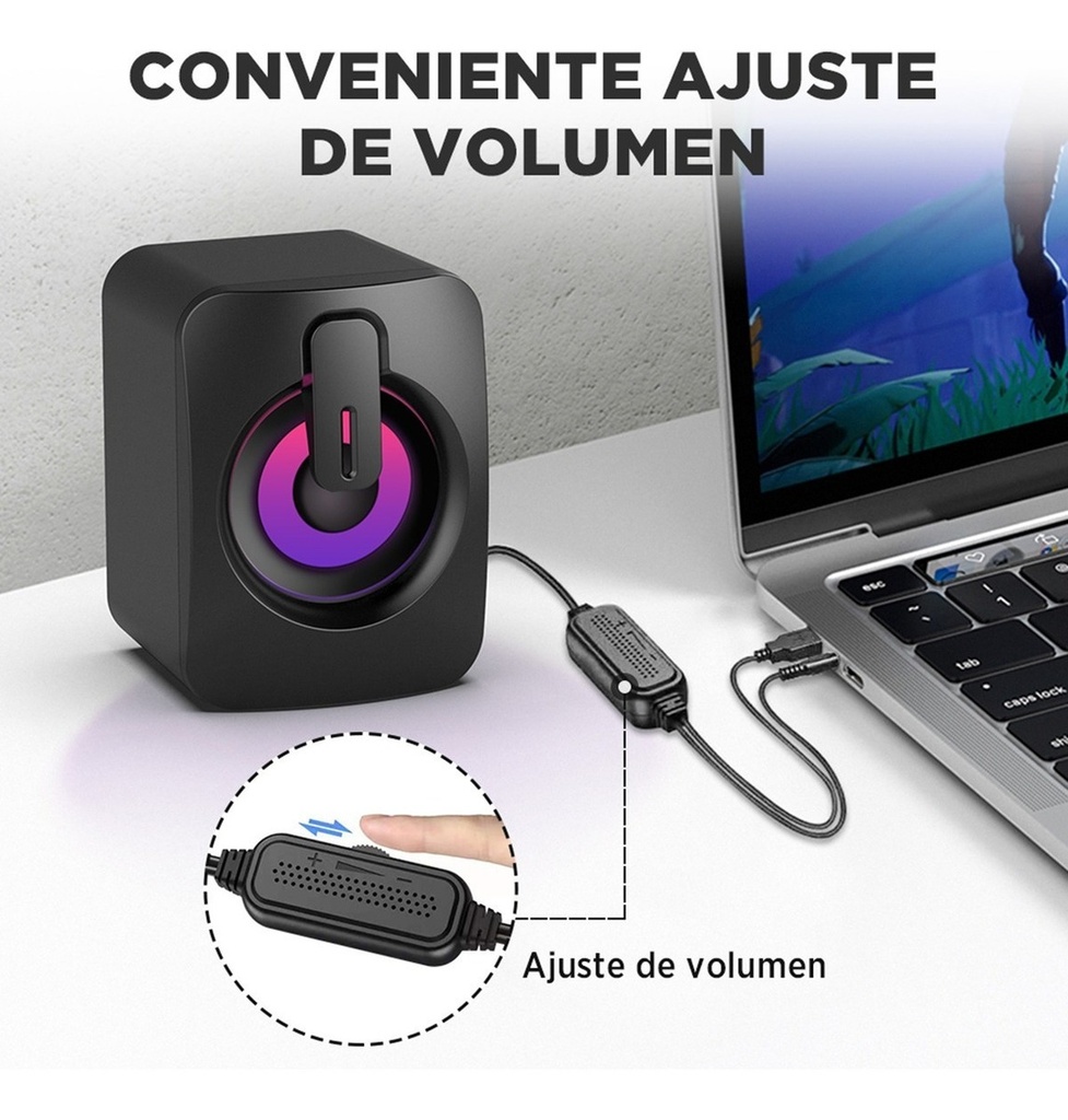 Bocina Para Usb A2 Altavoces De Pc Con Luz Led Cambio De Rgb