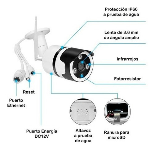 Cámara Seguridad Wifi Para Exterior Altavoz Impermeable Fija