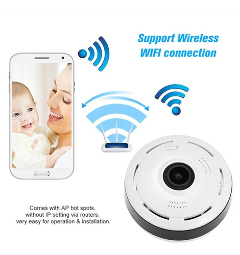 Cámara Ip Wifi Vigilancia 360 Grados Con Lente Ojo De Pez 
