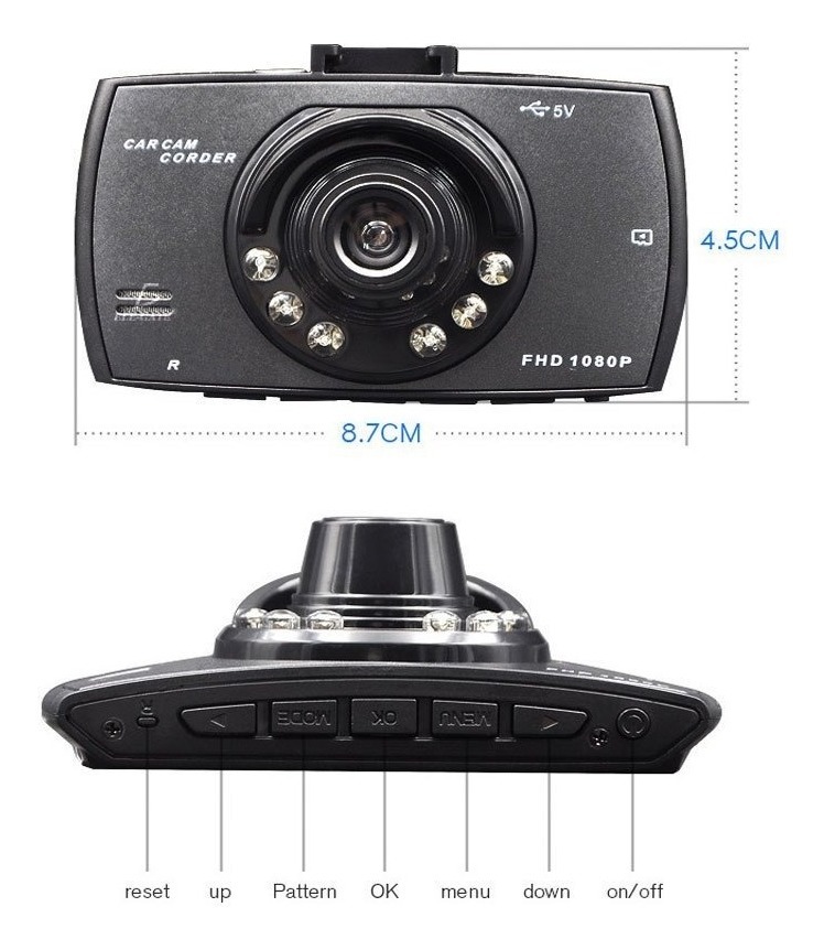 Camara De Auto Coche Larga Hd 1080p Dvr Visión Nocturna Digital