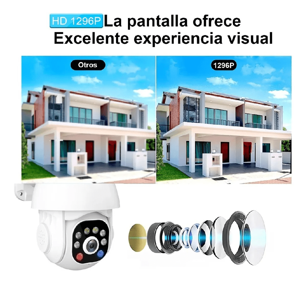 Camara domo de seguridad wifi para exteriores hd 1296p con alarma