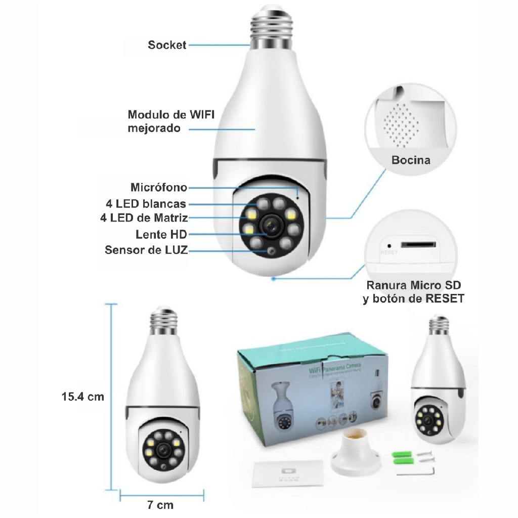 Camara foco inteligente vision nocturna wifi A201 ulooka 2.4ghz