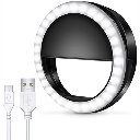 ARO DE LUZ PARA SELFIE RECARGABLE CELULAR CLIP COLOR NEGRO