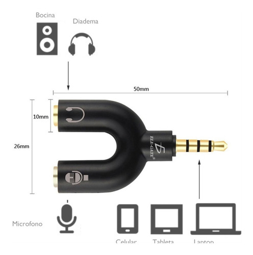 Divisor De Audio P/celular 3.5 Mm Para Micrófono Y Audífonos