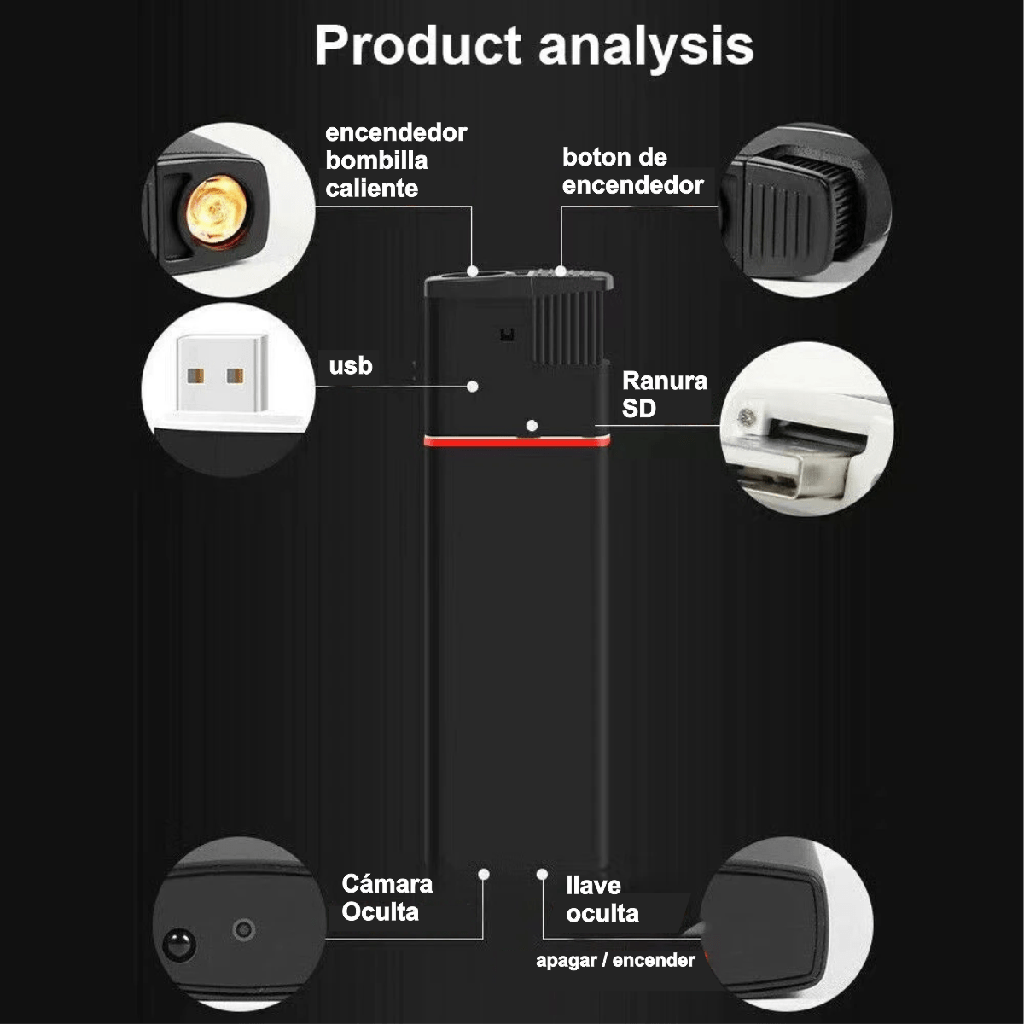 Encendedor Y Mini Camara Oculta Grabadora Portatil Usb 1080p