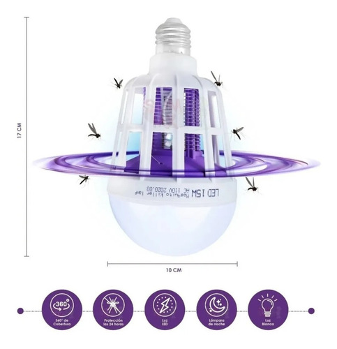 Foco Led Anti Insectos Mosco Mosquitos Luz Morada Iluminacio