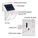 LAMPARA SOLAR 20 LED CON CABLE PANEL DESMONTABLE