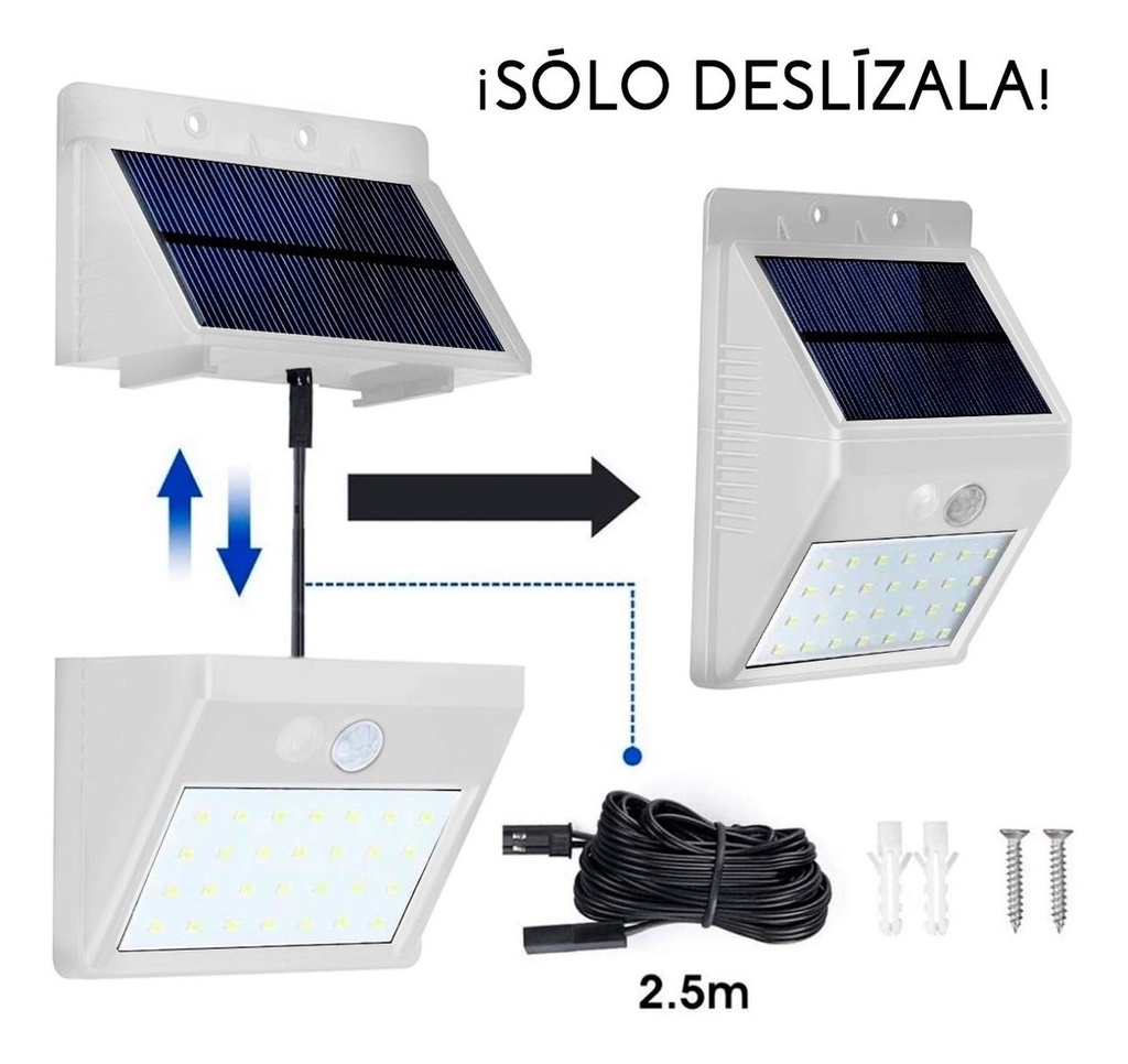 LAMPARA SOLAR 20 LED CON CABLE PANEL DESMONTABLE