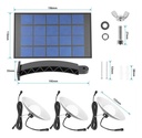 Lámpara Solar Exterior 3 Cabezales Ajustables 60 Led C/cable