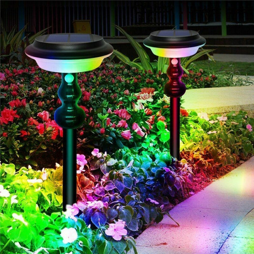 Lampara Solar Multicolor Iluminación Rgb Led Exterior Jardin