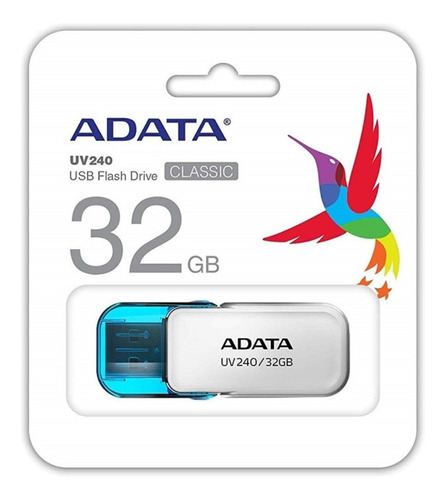 32 Gb Memoria Flash Usb 2.0 Con Tapa Retráctil Blanco Y Azul