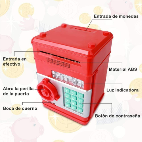 Alcancía Infantil Electrónica Jala Billetes Moneda Cajero