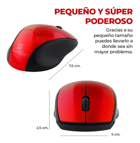 Mini Mouse Inalámbrico Óptico Laptop Pc Ergonómico Ligero