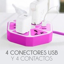 Multi Contacto Hexagonal Socket Para 4 Usb Y 4 Contactos