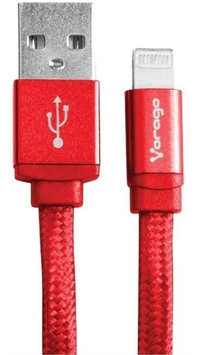 CABLE VORAGO CAB-119 ROJO USB-APPLE LIGHTNING 1 METRO ROJO BOLSA