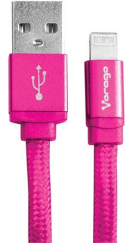 CABLE VORAGO CAB-119 ROSA USB-APPLE LIGHTNING 1 METRO ROSA BOLSA