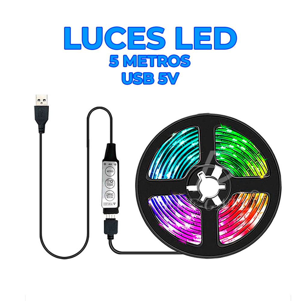 TIRA DE LUCES LED RGB 5050 5M SEGURIDAD PARA FIESTA COCHE LUCES ANTINIEBLA 5V