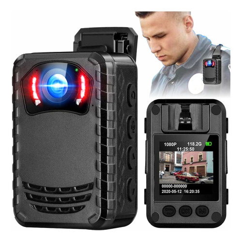  JFTWMG Cámara corporal de policía HD 1296P para cámaras  corporales de aplicación de la ley, videocámaras, cámara desgastada por el  cuerpo, visión nocturna para grabadora de aplicación de la ley, guardias