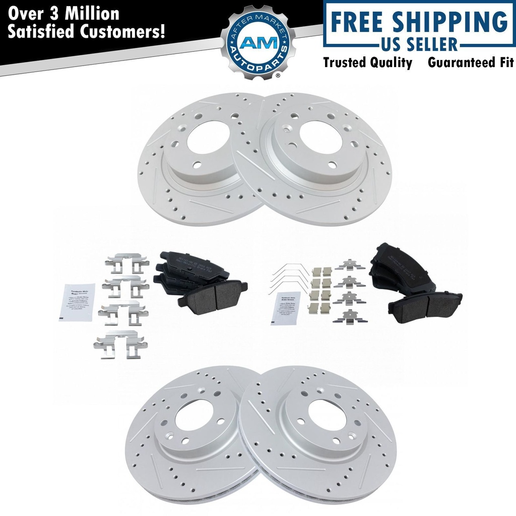 freno Rotor perforado ranurado Semi Metallic Pad Kit