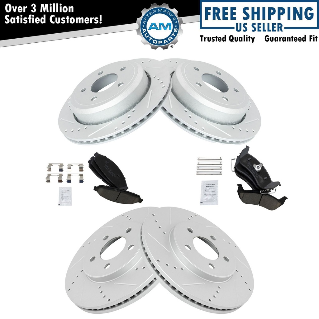 Ceramic freno Pad Performan perforado ranurado Rotor Kit