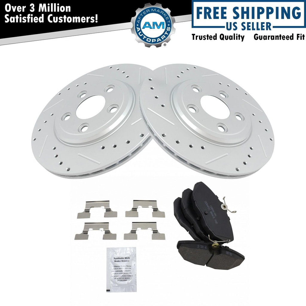 Ceramic freno Pad perforado ranurado G-revestido Rotor Kit