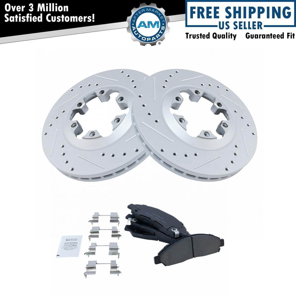 Disc freno Rotor perforado Zinc revestido Ceramic Pad Set