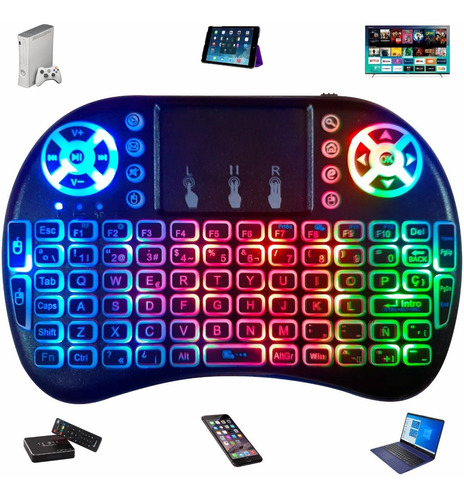 Mini Teclado Iluminado Inalambrico Bluetooth Touchpad Pc