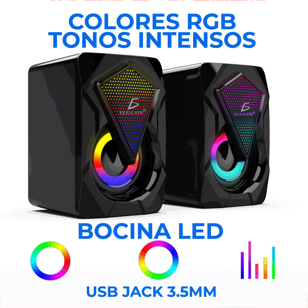 Bocina Altavoces Rgb Con Control De Volumen Portatil 3.5mm USB