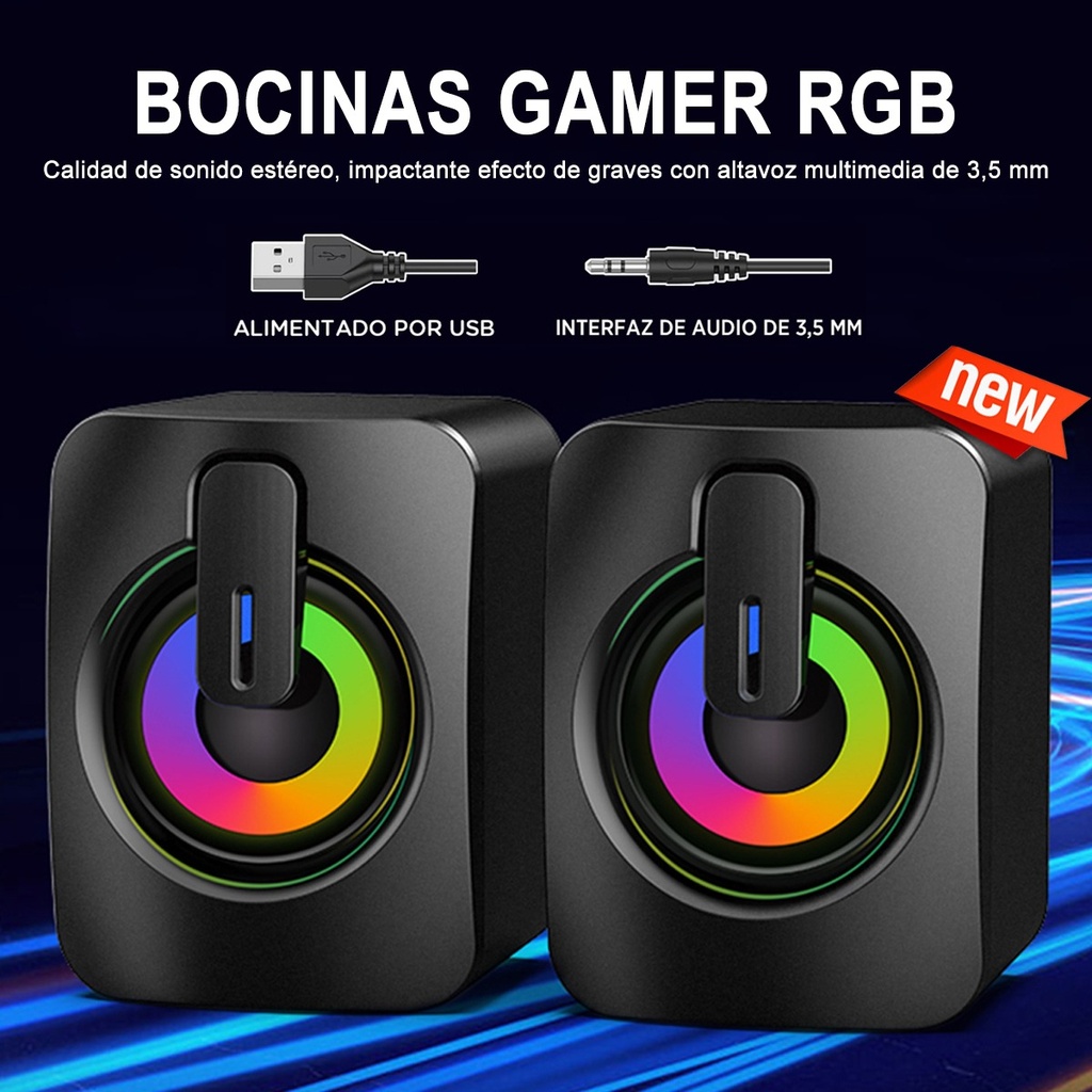 Bocina Para Usb A2 Altavoces De Pc Con Luz Led Cambio De Rgb