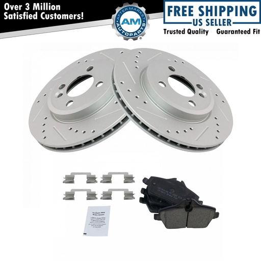 Ceramic freno Pads Performan perforado ranurado Rotor Kit