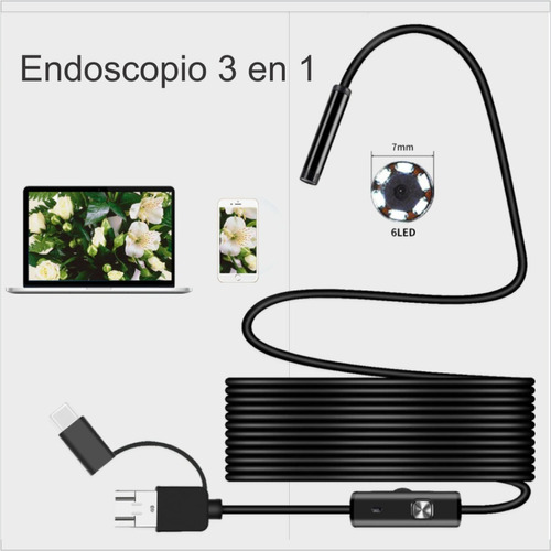 [1024] Cámara Endoscopio Hd 5m Luz Ajustable Sumergible Pc Y Cel